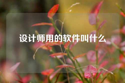 设计师用的软件叫什么