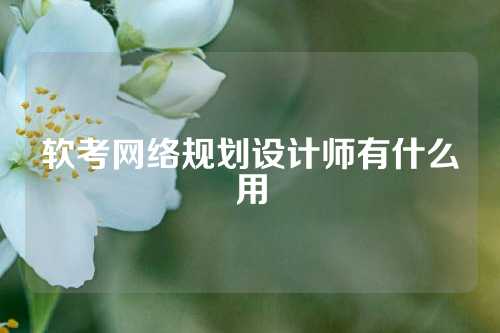 软考网络规划设计师有什么用