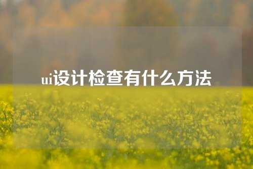 ui设计检查有什么方法