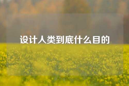 设计人类到底什么目的