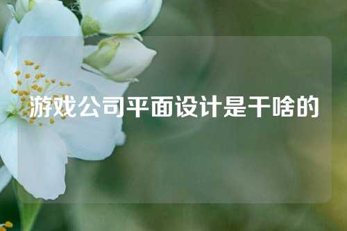 游戏公司平面设计是干啥的