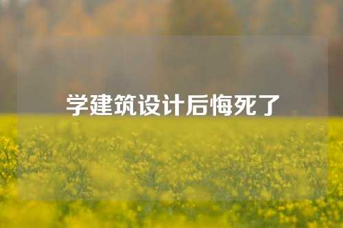 学建筑设计后悔死了