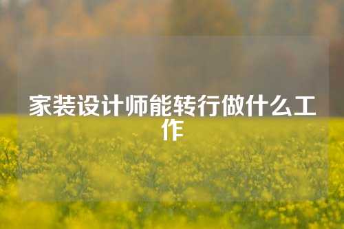 家装设计师能转行做什么工作