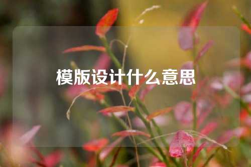 模版设计什么意思