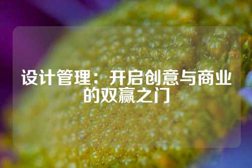 设计管理：开启创意与商业的双赢之门